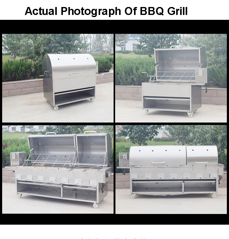 Automatic Large Portable BBQ Grills Korean Stainless Steel Charcoal BBQ Rotisserie