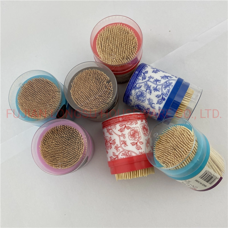 Natural Bamboo Toothpick Eco-Friendly Disposable Bamboo Double Pointed Tooth Picks with Customized Packing Bottle