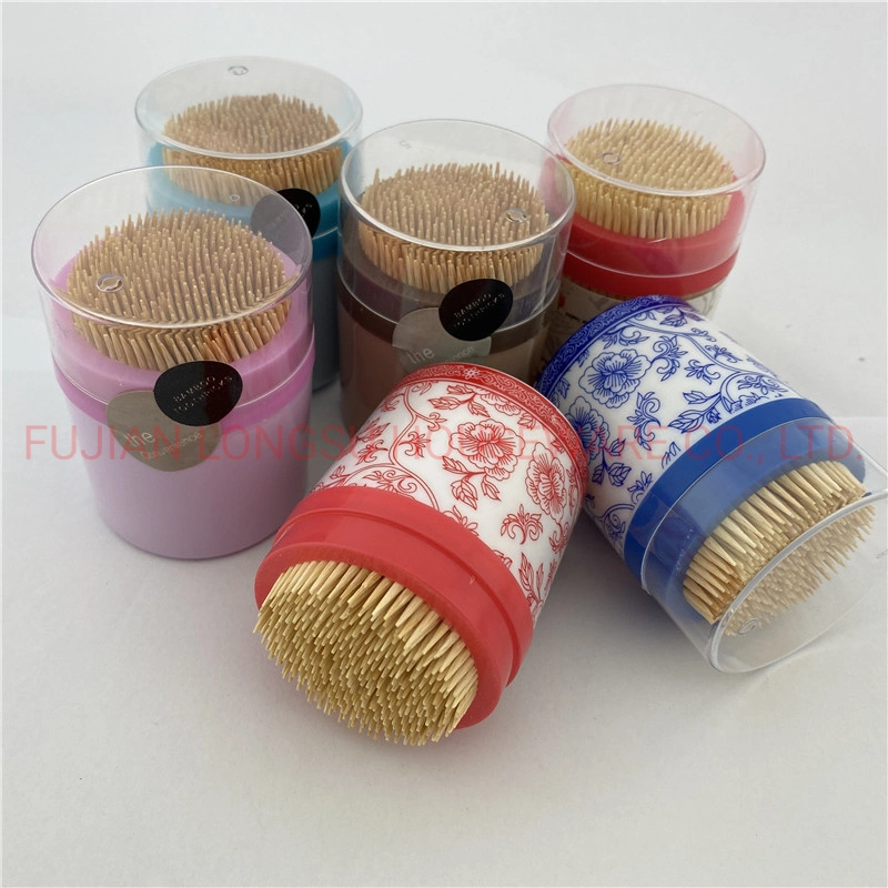 Natural Bamboo Toothpick Eco-Friendly Disposable Bamboo Double Pointed Tooth Picks with Customized Packing Bottle