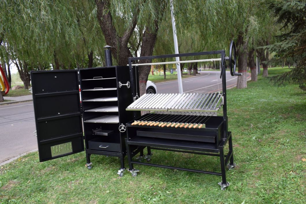 Large Smokeless Charcoal BBQ Kabob Rotisserie Argentine Barbeque Grill Rotisserie Smoker