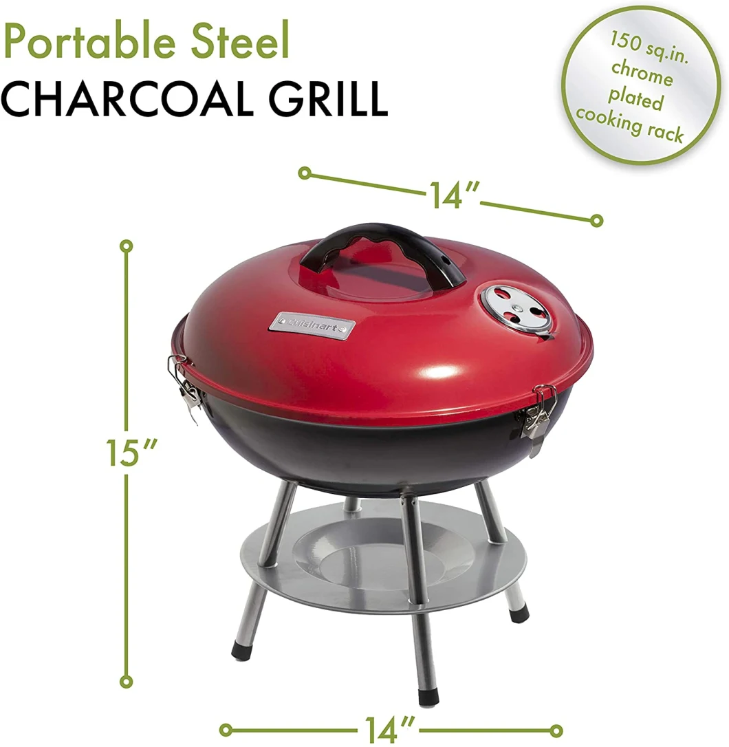 Portable Charcoal Grill for Outdoor 18 Inch Barbecue Grill and Smoker Heat Control Round BBQ Kettle Picnic Patio Backyard Camping Tailgating Steel Cooking