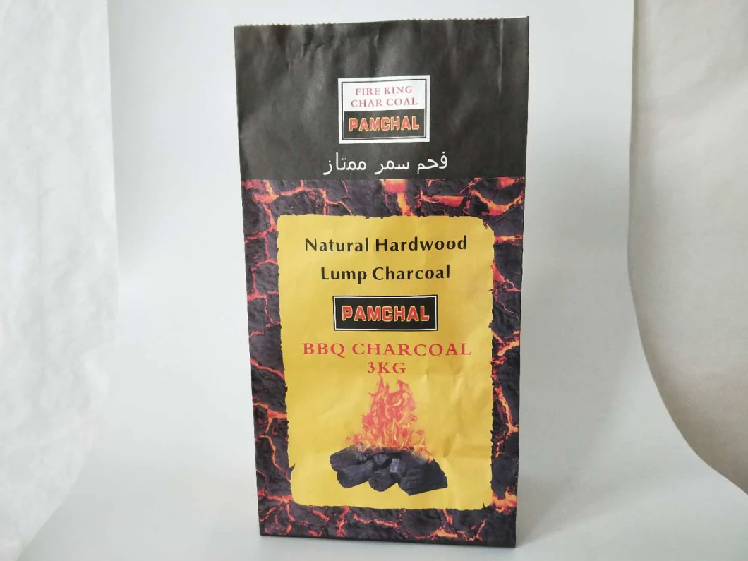 5kg 10kg Natural Hardwood Charcoal Packing Double Layer Kraft Paper Bag for Charcoal Packaging