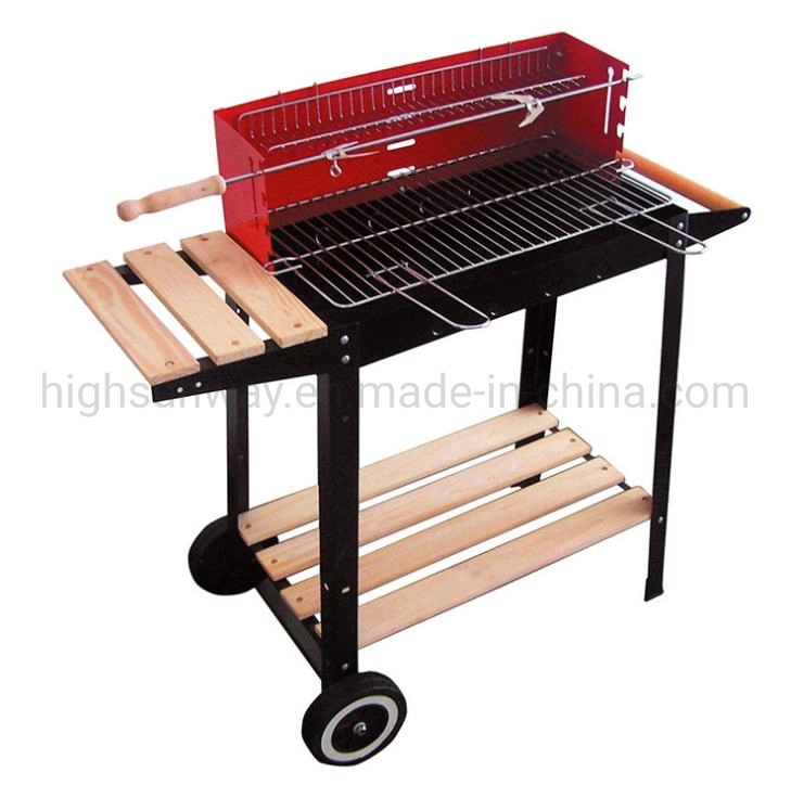 Euro-American Square Shaped Barbecue BBQ Grill Oven Hamburger Oven Charcoal BBQ Grill