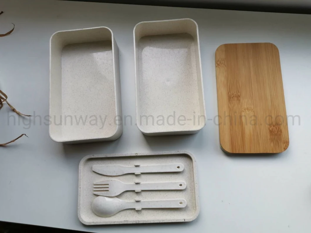 Natural Eco-Friendly Biodegradable Bamboo Fiber Food Containers Bento Lunch Box with Bamboo Lid
