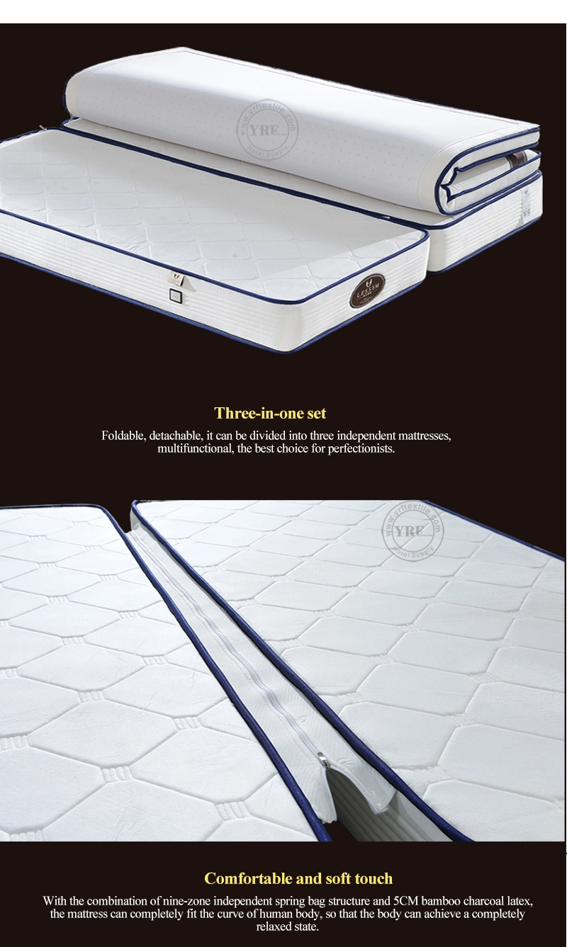 5 Star Hotel Bedroom Mattress Bamboo Charcoal Detachable Foldable 12 Inch King Bed