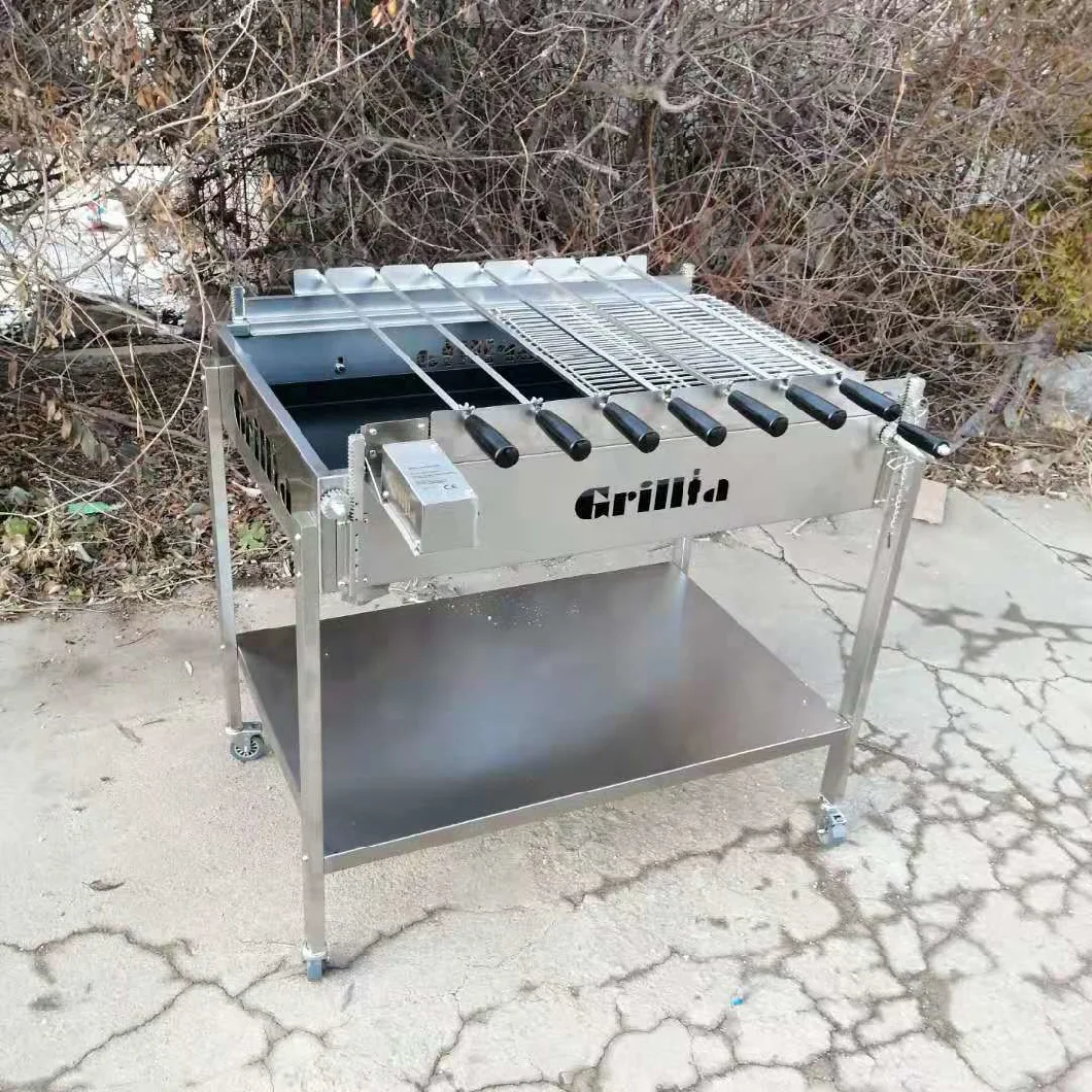 Upgrade Cyprus Grill Stainless Steel Chain Gear Mechanism Rotisserie Charcoal Barbecue
