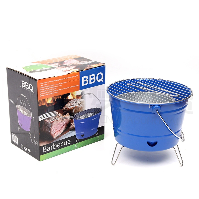 Outdoor Charcoal BBQ Grill Portable Home Fire Bucket Metal Barbeque Bucket