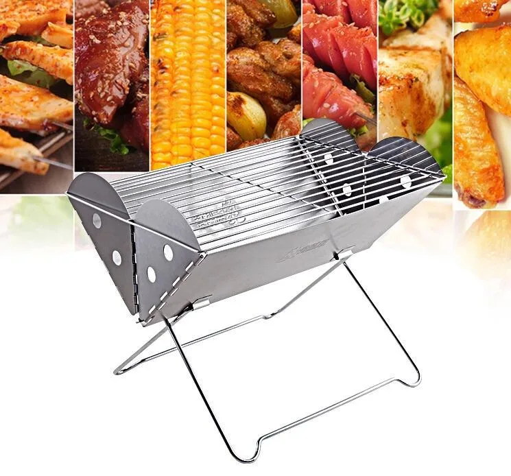 Manufacturers Direct Customized Stainless Steel BBQ Outdoor Portable Charcoal Barbecue Grill Folding Grill