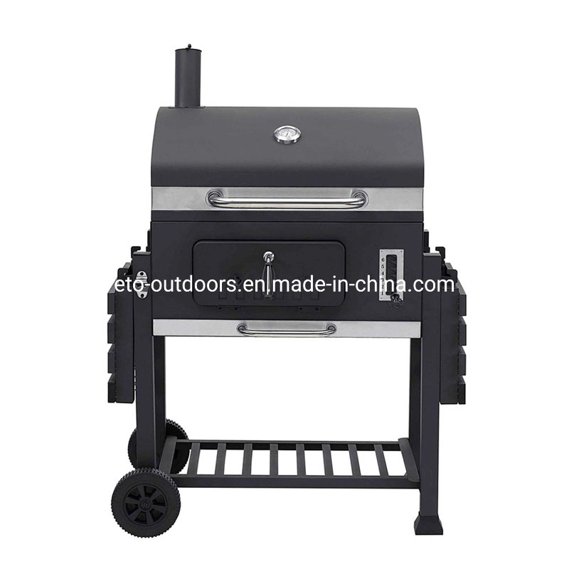 Patio Home Square Trolley Cast Iron Grill Smoker Charcoal Barbecue Overn Grill