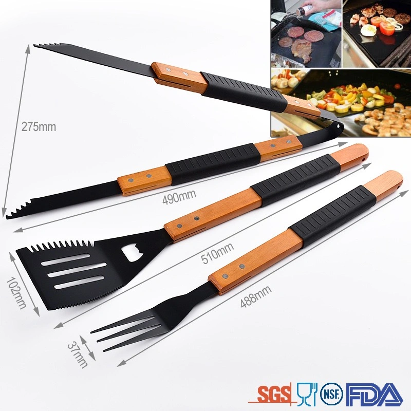 Personalized Engraved Grill BBQ Gifts Set for Men Dad Father Deluxe Bamboo BBQ Tools