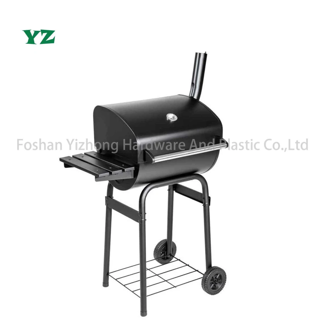 Outdoor Trolley Offset Smoker Charcoal BBQ Grill