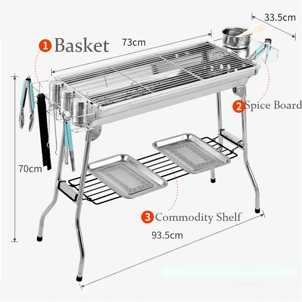 Outdoor Garden Camping Stainless Steel Charcoal Barbecue BBQ Grill