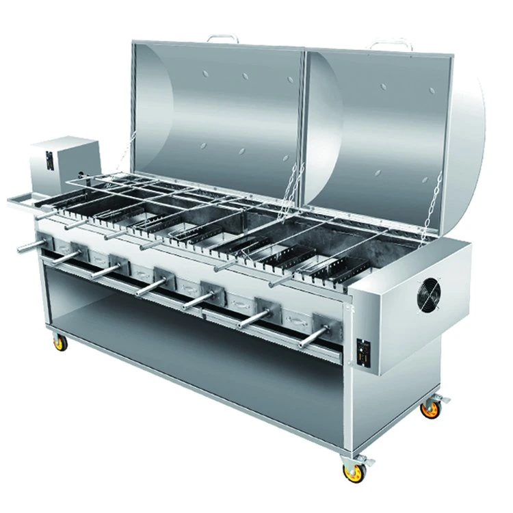 Automatic Large Portable BBQ Grills Korean Stainless Steel Charcoal BBQ Rotisserie