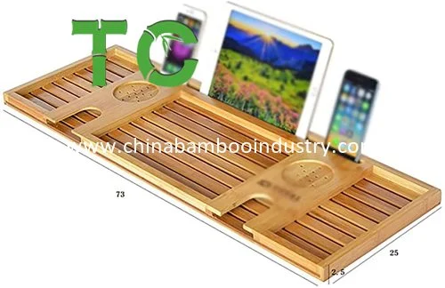 Natural Bamboo Bathtub Shelf Bathtub Shelf Multi-Function Rack Luxury Bamboo Bathtub Caddy Bathtub Tray