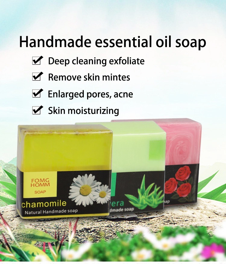 Natural Whitening Herbal Cleaning Handmade Soap Organic Bamboo Charcoal Flower Soap