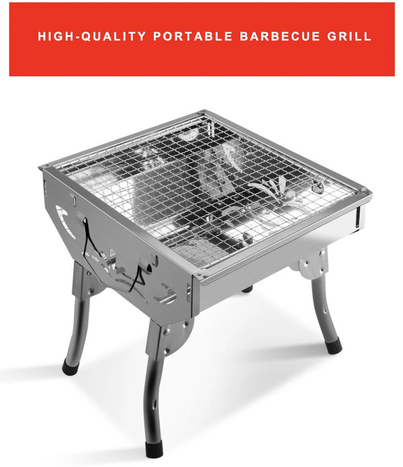 Small Folding Stainless Steel Barbecue Grill Charcoal Barbecue Grill/Outdoor Portable Camping BBQ Barbecue Grill