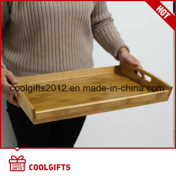 Natural Bamboo Platter Cheap Bamboo Serving Trays with Handles