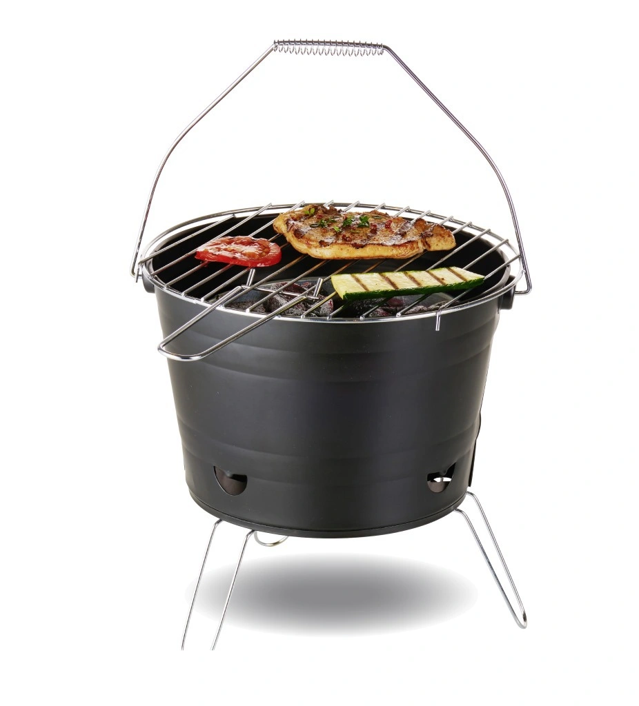 Outdoor Charcoal BBQ Grill Portable Home Fire Bucket Metal Barbeque Bucket