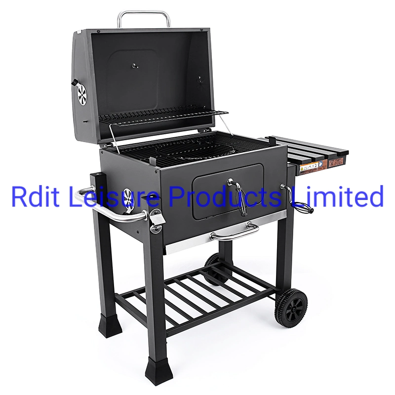 Medium Size BBQ Charcoal Grill with Trolley Chimney Smoker