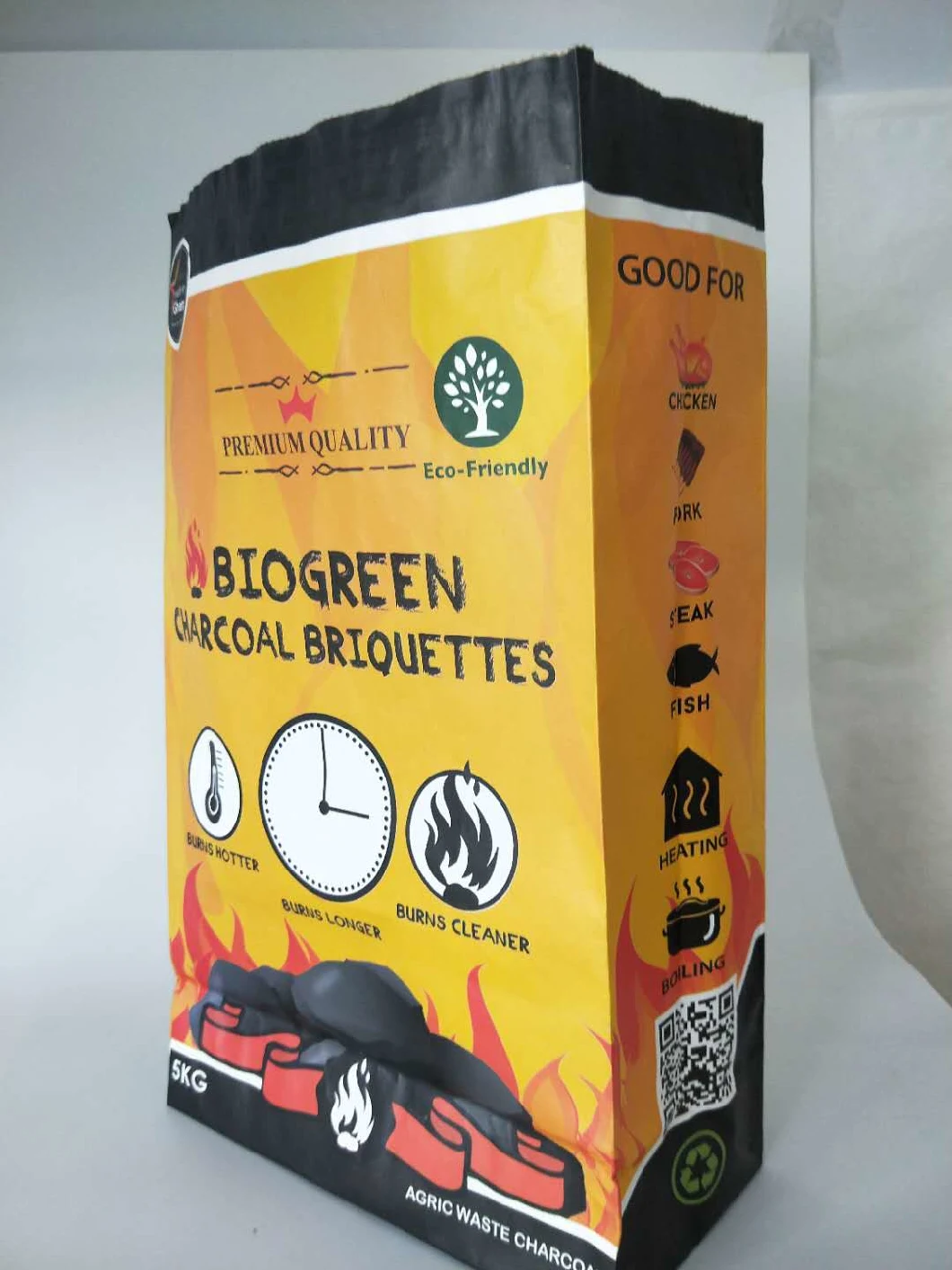 2kg 3kg 5kg 10kg Kraft Paper Bag Wood Charcoal Briquettes BBQ Paper Bag