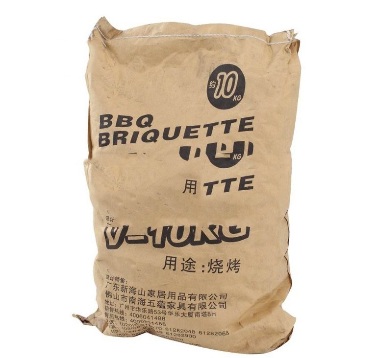 Custom Printed Double Layers Kraft Paper Charcoal Packaging Bag 4kg 5kg for Charcoal Briquet
