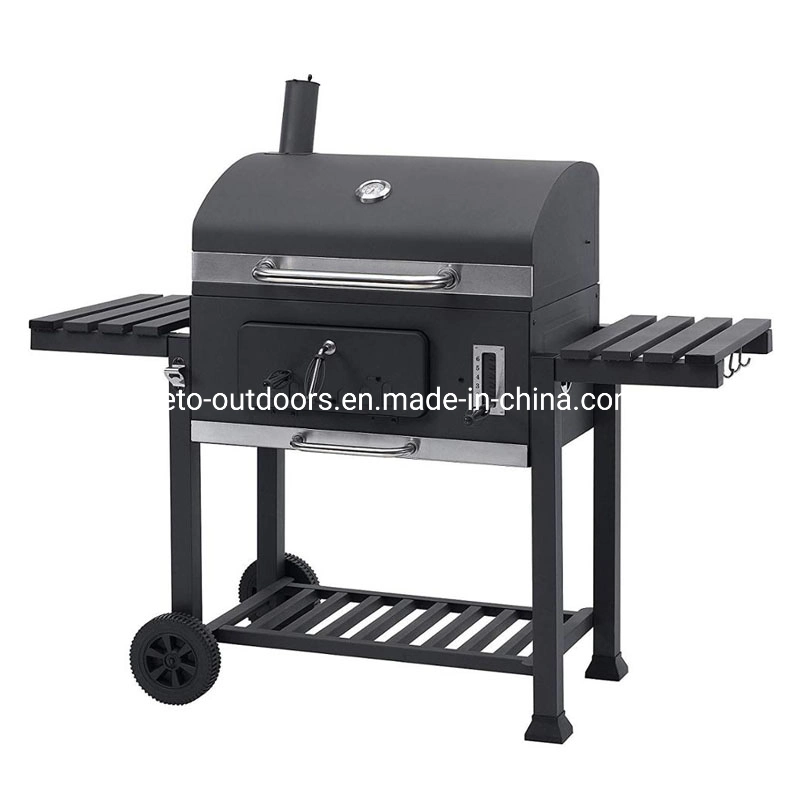 Patio Home Square Trolley Cast Iron Grill Smoker Charcoal Barbecue Overn Grill