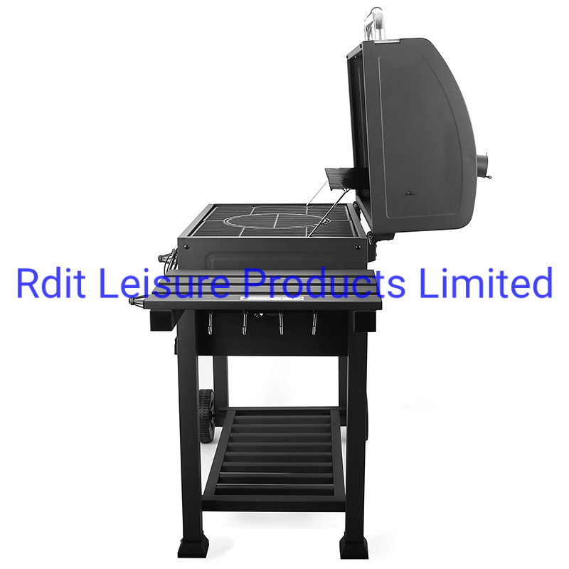 Trolley Large Size Cooking Area BBQ Charcoal Grill with Chimney Powder Coating