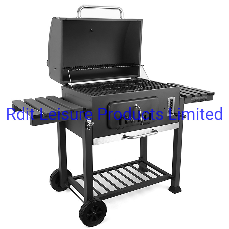 Trolley Large Size Cooking Area BBQ Charcoal Grill with Chimney Powder Coating