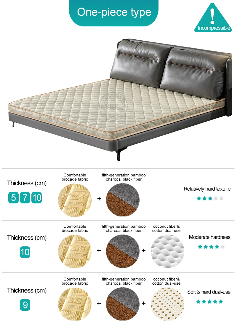 Grey Mattress Pad Thick 17cm Customized Bamboo Charcoal Palm 53X75 Inch for Apartment Bed