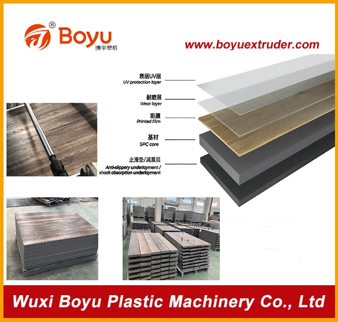 PVC WPC Spc Plastic Vinyl Flooring Tile Sheet Plate Board Production Extrusion Line Extruding Making Machine