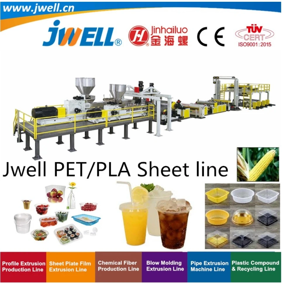 Jwell PLA Pet Plastic Biodegradable Sheet Recycling Plastic Cup Making Extrusion Machine