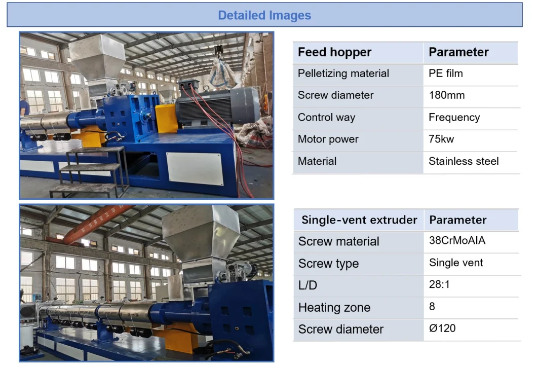 Zhangjiagang PTFE Waste Film 300-350kg Cleaned Hingh Quality Granules Production Line Hot Extrusion Extruders Extruding Machine