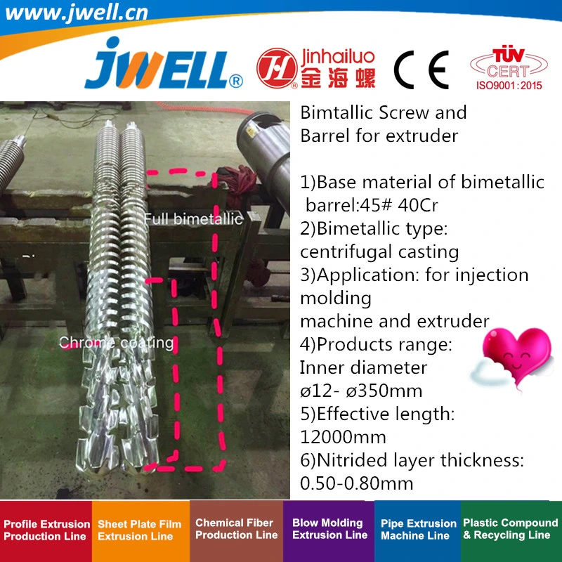 Jwell - Bimetallic Twin Screw and Barrel for Plastic Recycling Agricultural Making Extrusion Machine