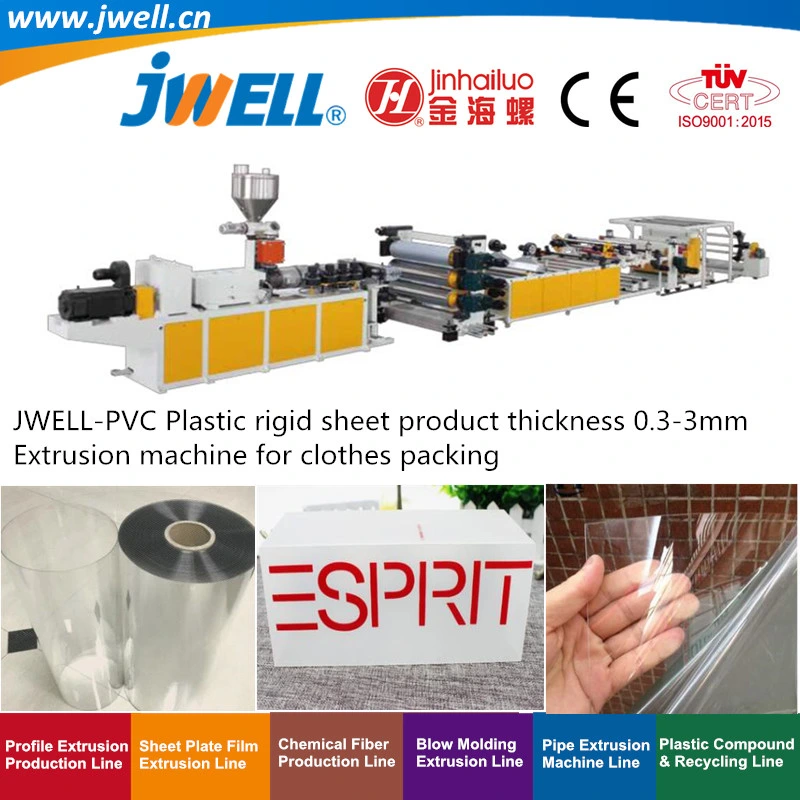 Jwell-Jwell-PVC Plastic Rigid Transparent Sheet Thickness 0.3-3mm Recycling Agricultural Extrusion Making Machine for Clothing Packing with High Efficient