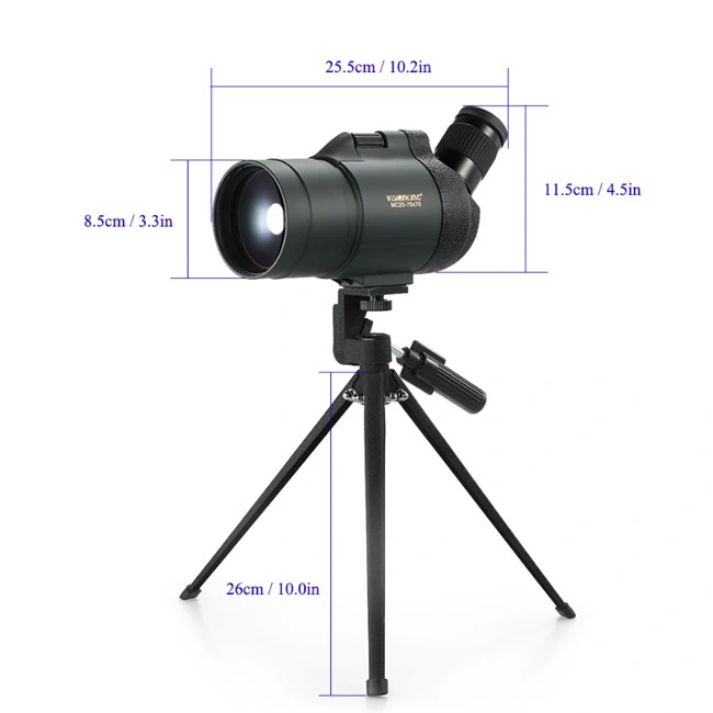 Visionking 25-75X70 Maksutov Spotting Scope 100%Waterproof Bak4 with Tripod (Green)