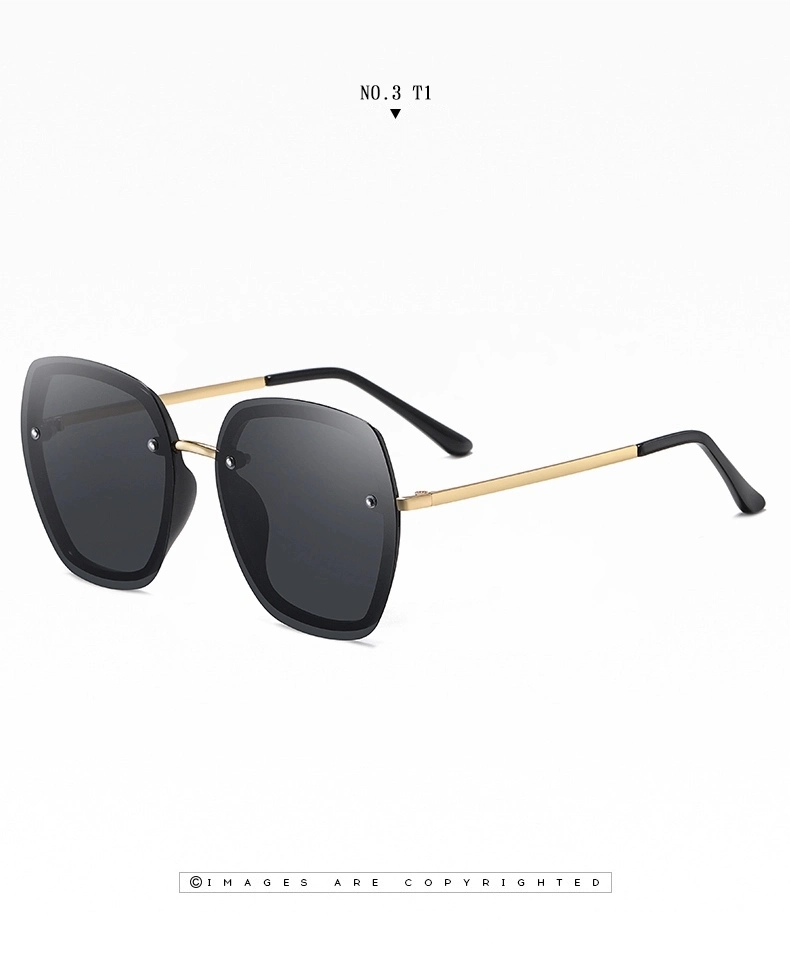 Women Sunglass Oversize Polarized Sun Glasses with Rivet Decoration UV400