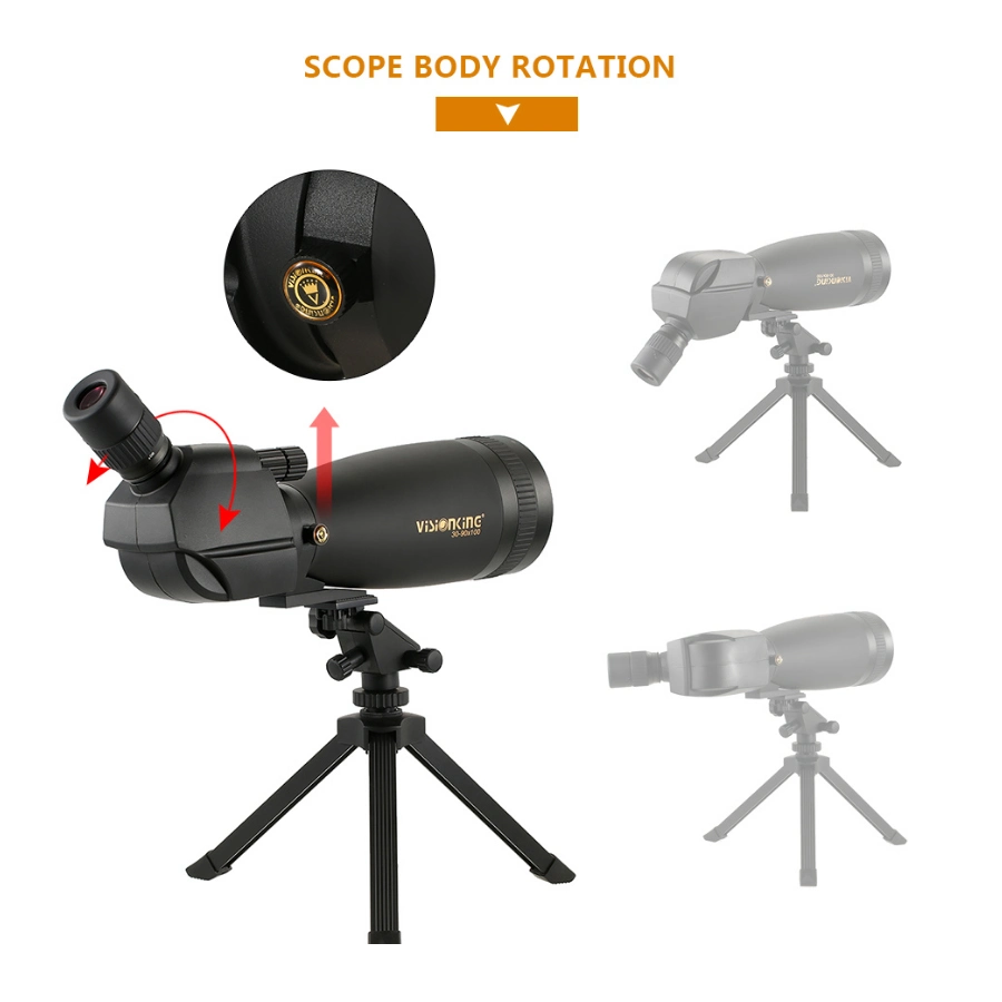 Visionking 30-90X100 Angled Spotting Scope Bak4 Waterproof Height Adjustable Scope Monocular Telescope with Tripod Carry Case