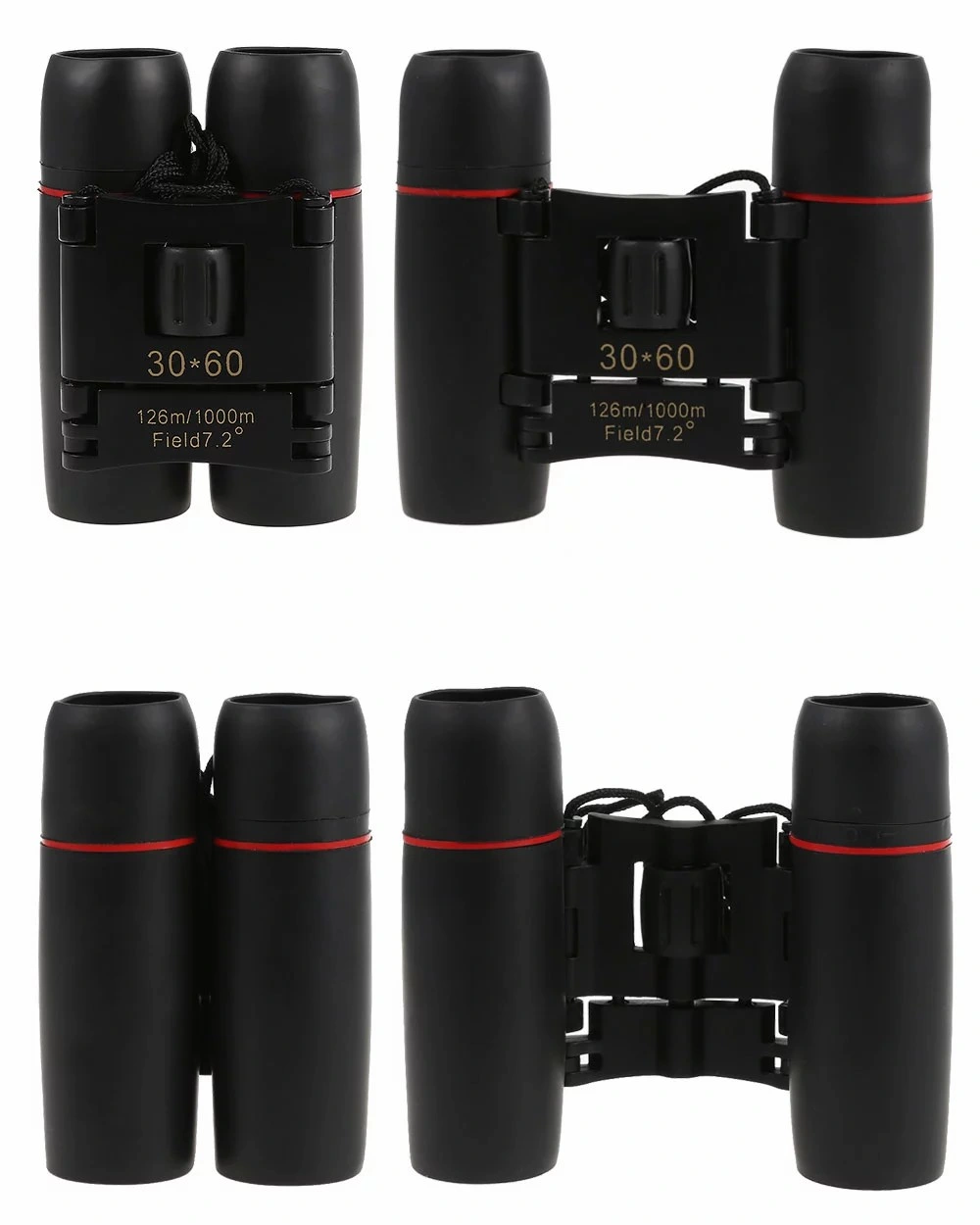 Long Range 30X60 Compact Zoom Binoculars Folding HD Powerful Mini Telescope
