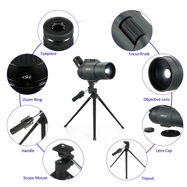 Visionking 25-75X70 Mak Hunting Spotting Scope Waterproof Bak4 Monocular Guide Scope for Birdwatching/Golf with Tripod