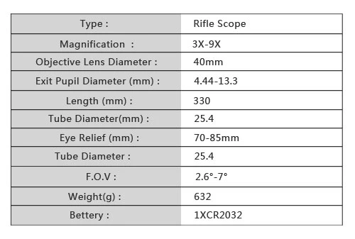 3-9X40aoe Rifle Scope HK1-0035 (rifle sight) /Hunting Scopes