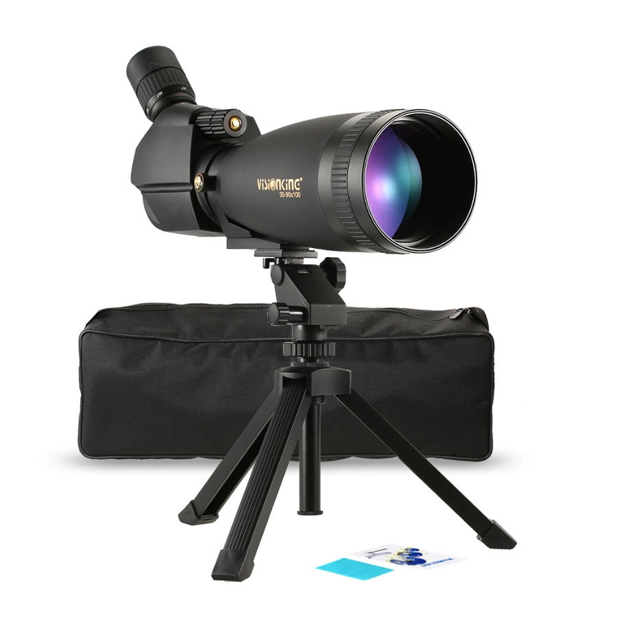 Visionking 30-90X100 Angled Spotting Scope Bak4 Waterproof Height Adjustable Scope Monocular Telescope with Tripod Carry Case