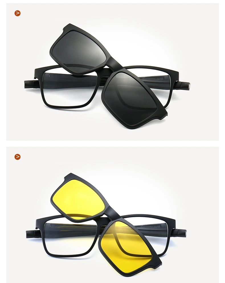 2020 Super Hot Eyewear Magnetic 5 PCS Polarized Clip-on Sunglasses Plastic Frame Eyeglasses for Night Driving