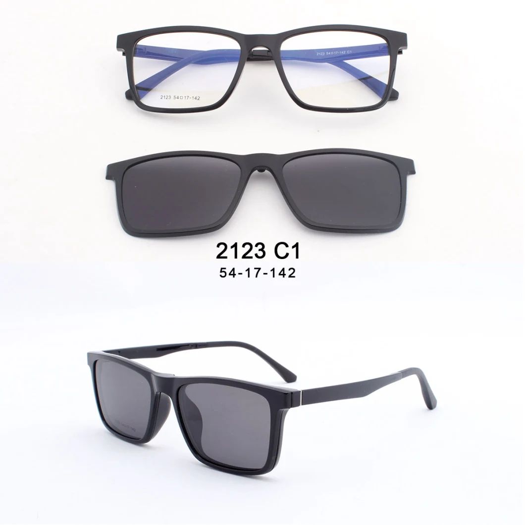 Magnetic Night Vision and Polarized 5 Clips on Square Sunglasses Set