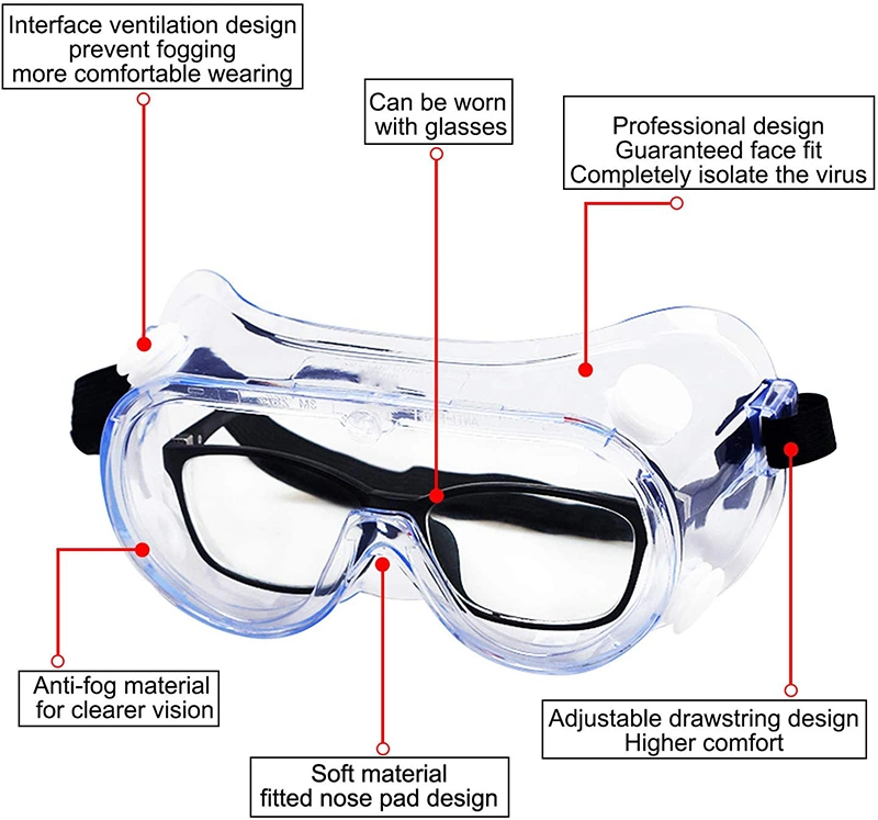 Wide Vision Protective Safety Goggles Disposable Indirect Vent Anti-Fog Splash Fashion Goggles Glasses