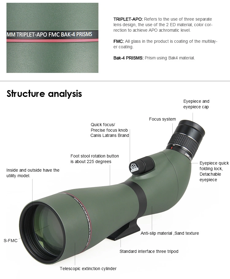 Sp13 25-75X95apo Spotting Scope Bird Watching Scope for Hunting Cl26-0017