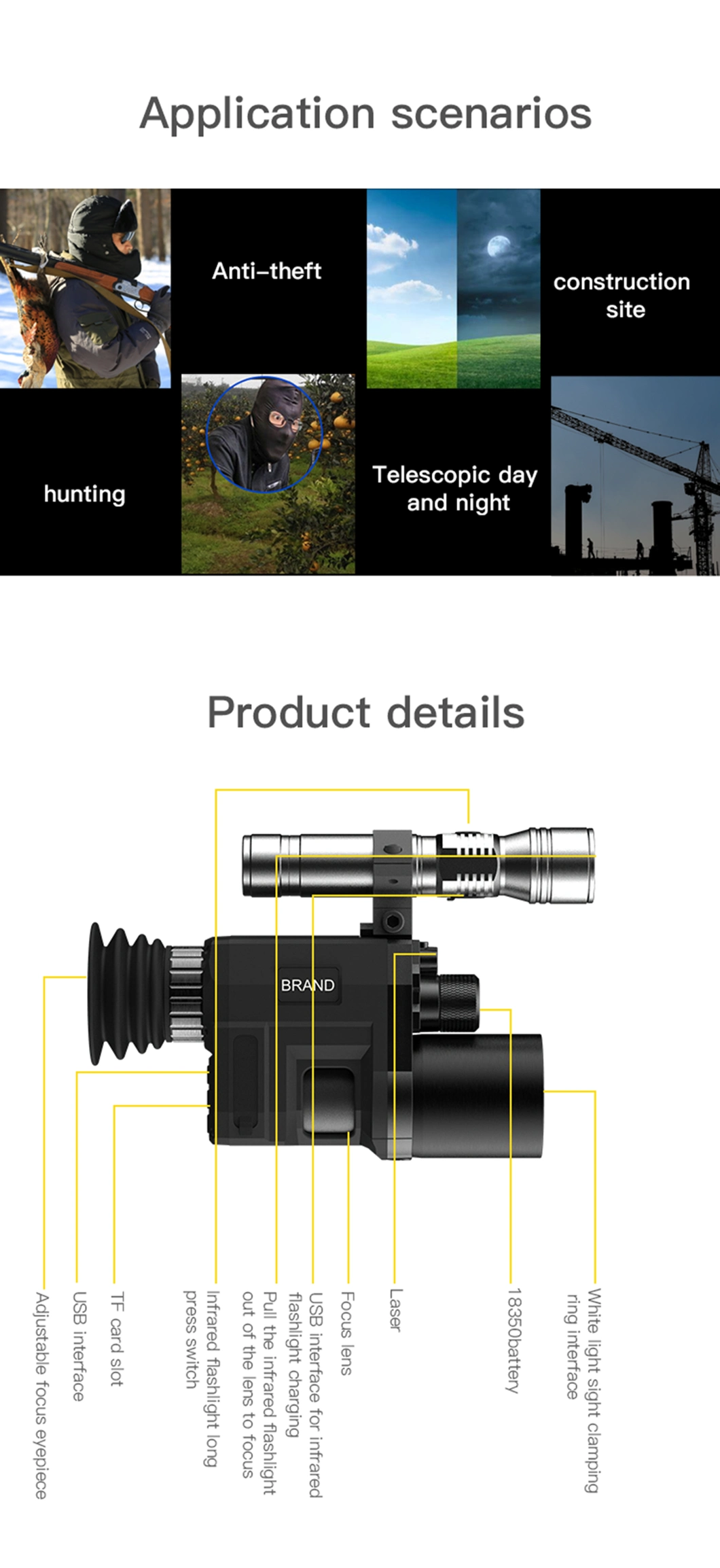 Factory High Quality Atn 4X Hunting Night Vision 300m Sight Military Rifle Scope for Gun
