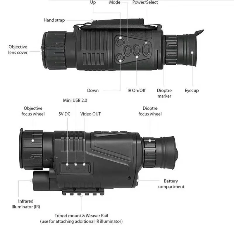 IR Goggles Monocular Night Vision Scope with Infrared Illuminator Hot