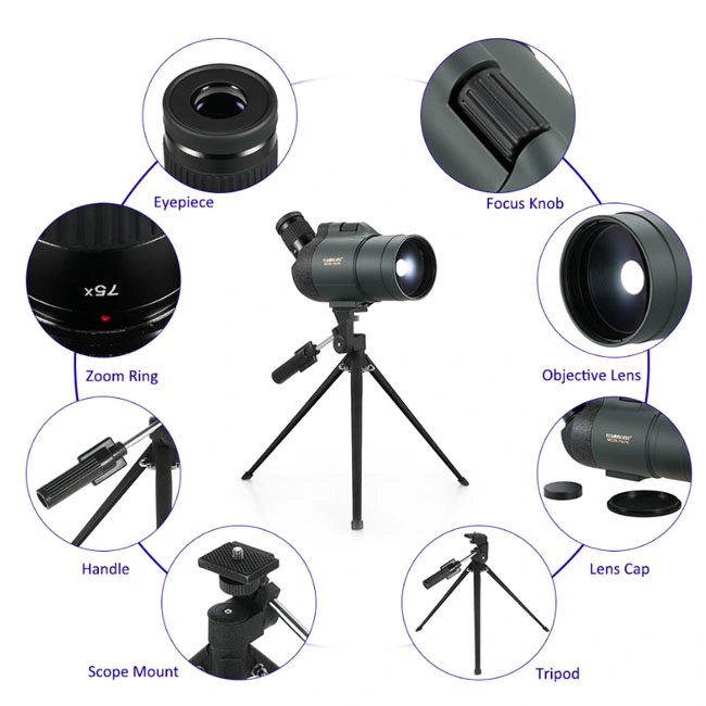 Visionking Telescope Monocular 25-75X70 Spotting Scope Waterproof Monocular Bak4 Prism Telescope with Tripod Bag for Hunting