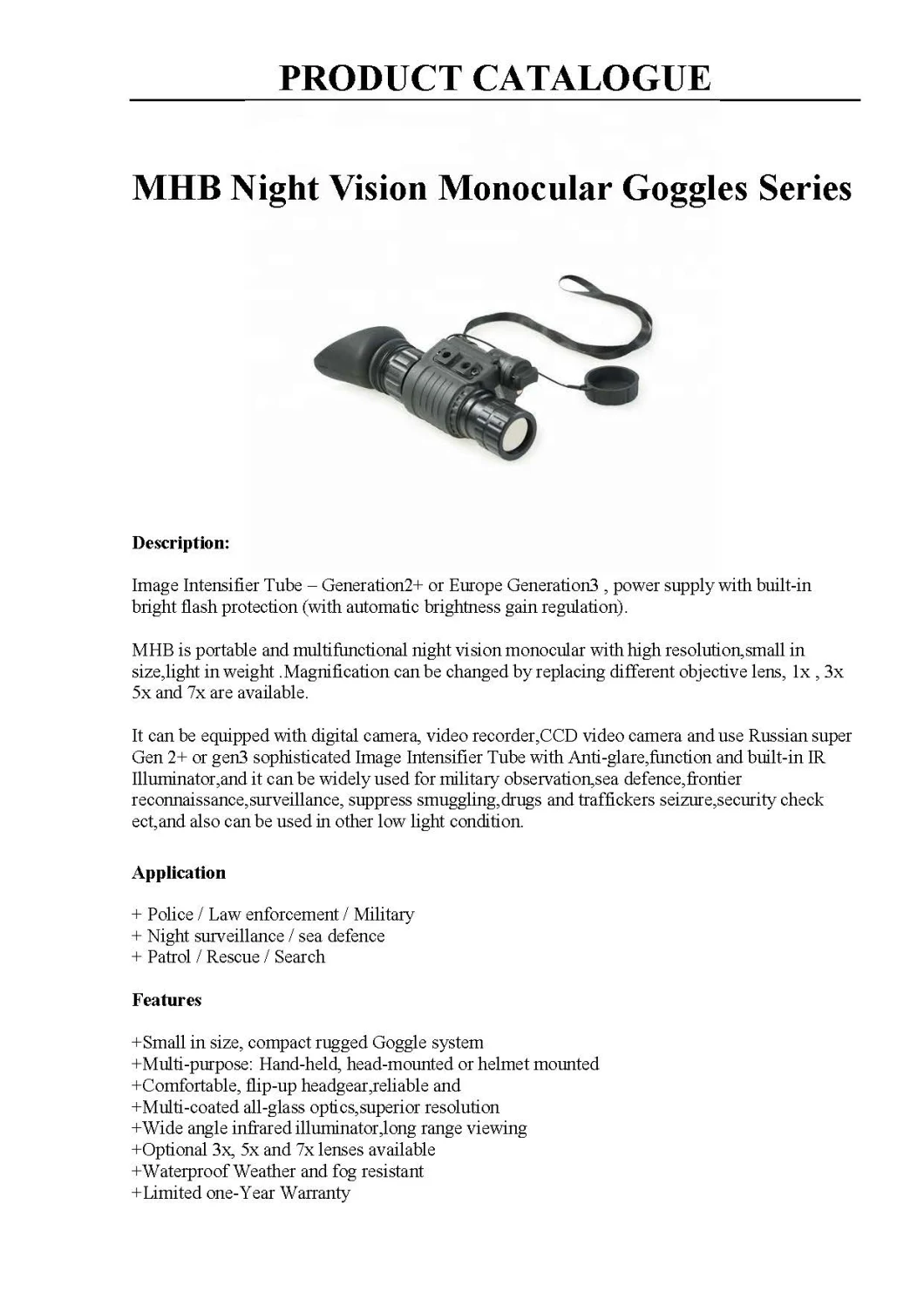 Night Vision Camera Goggles Series