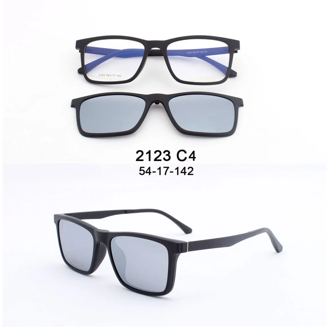 Magnetic Night Vision and Polarized 5 Clips on Square Sunglasses Set